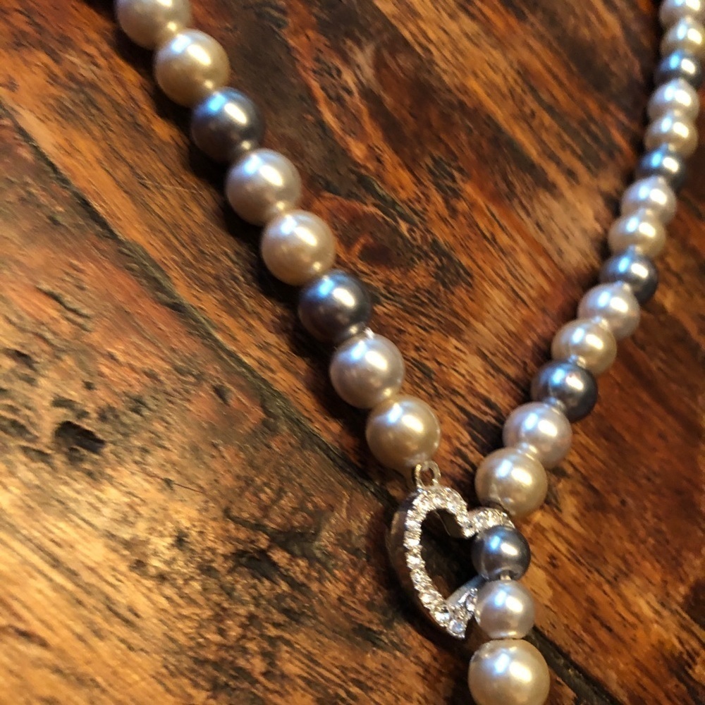 NRT Pearl and Rhinestone Heart Lariat Necklace - Picture 7 of 16